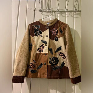 BFA Classics chenille and tweed y2k button up jacket-size 8 EUC